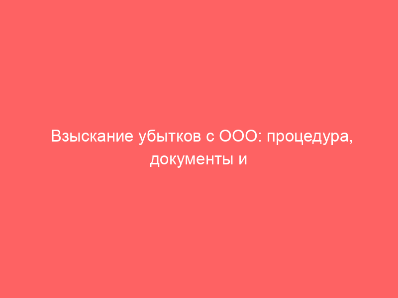 Взыскание убытков с ООО: процедура, документы и судебная практика