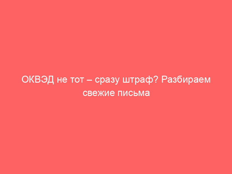 ОКВЭД не тот – сразу штраф? Разбираем свежие письма Минфина и практику судов
