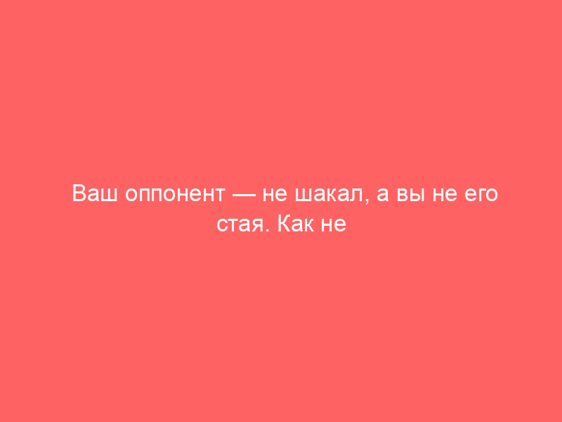 Ваш оппонент — не шакал, а вы не его стая. Как не поддаваться на провокации и не гавкать в ответ