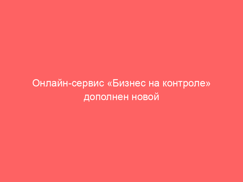 Онлайн-сервис «Бизнес на контроле» дополнен новой функцией