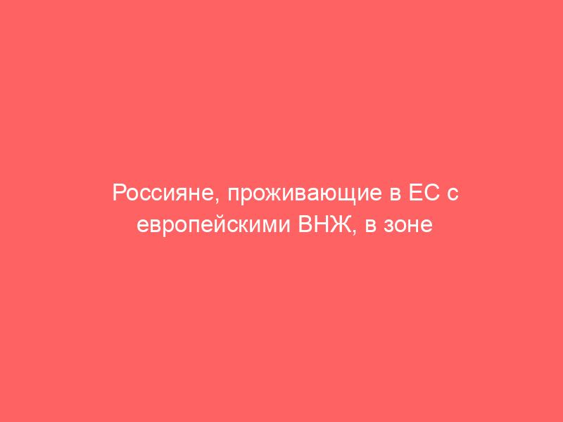 Россияне, проживающие в ЕС с европейскими ВНЖ, в зоне риска