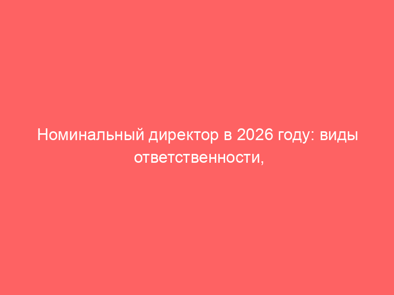 Номинальный директор в 2026 году: виды ответственности, судебная практика и стратегия защиты