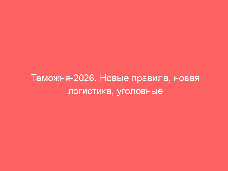 Таможня-2026. Новые правила, новая логистика, уголовные риски